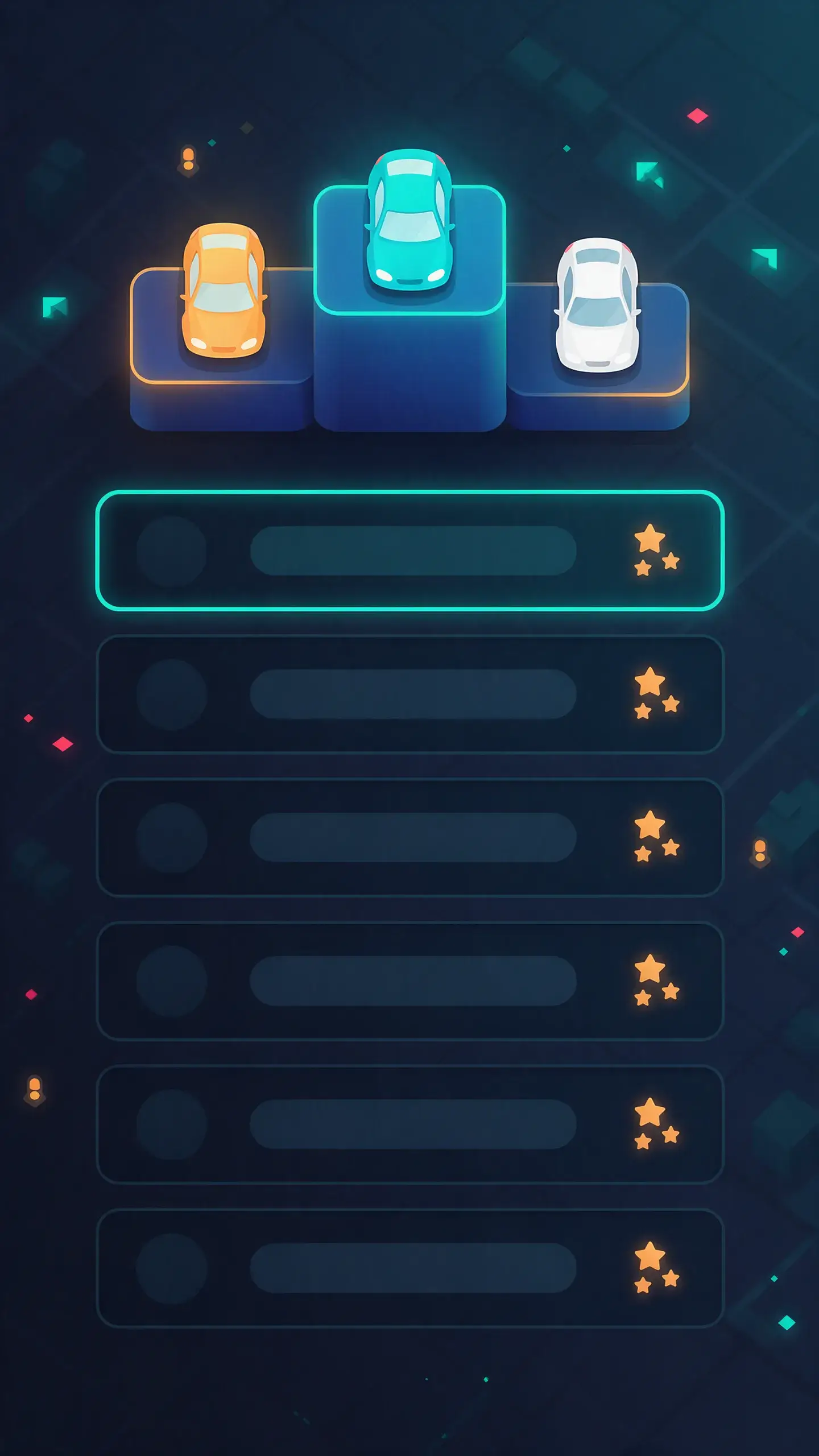 Global leaderboard with podium and ranked players