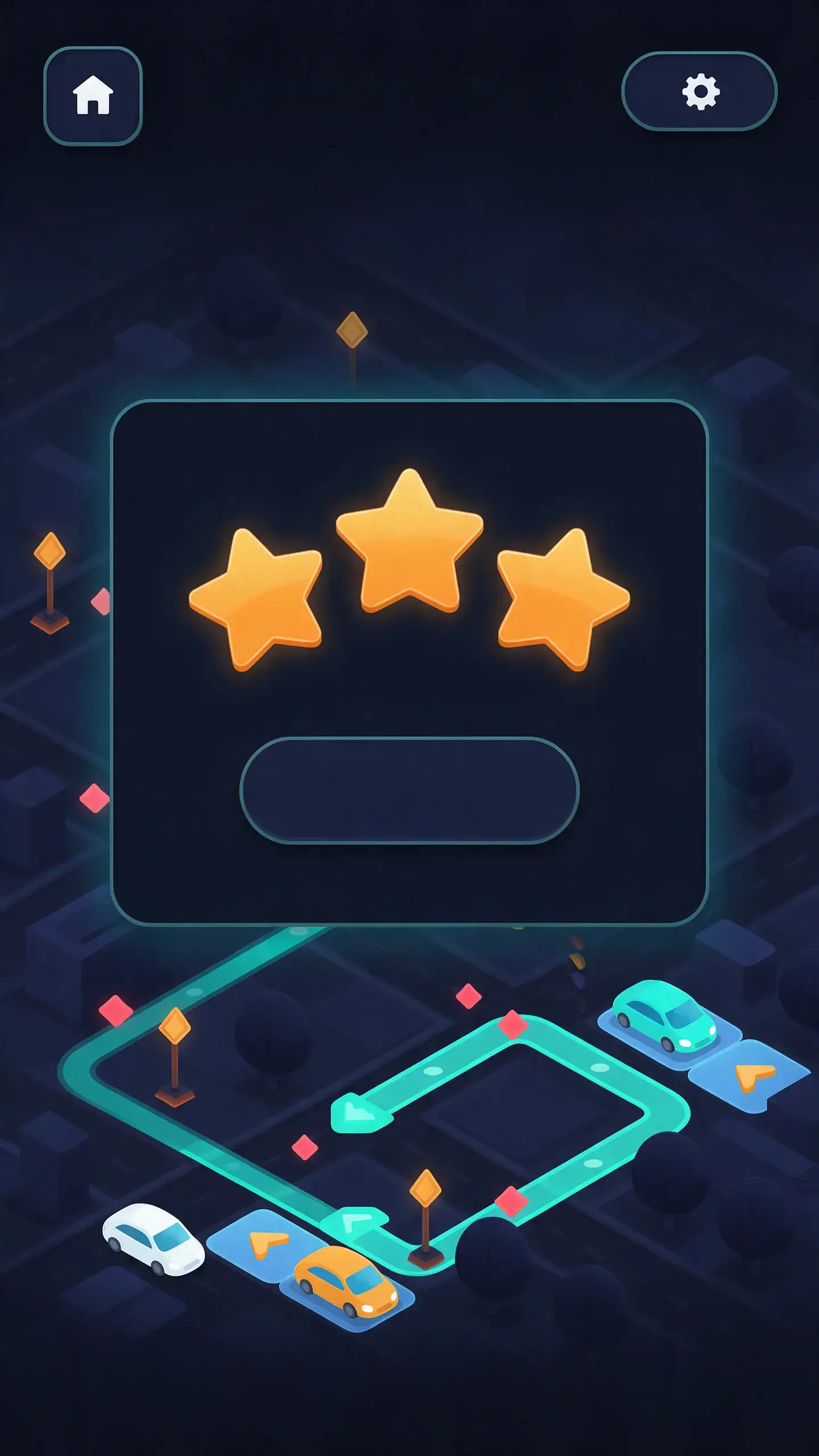 Level complete screen awarding three stars